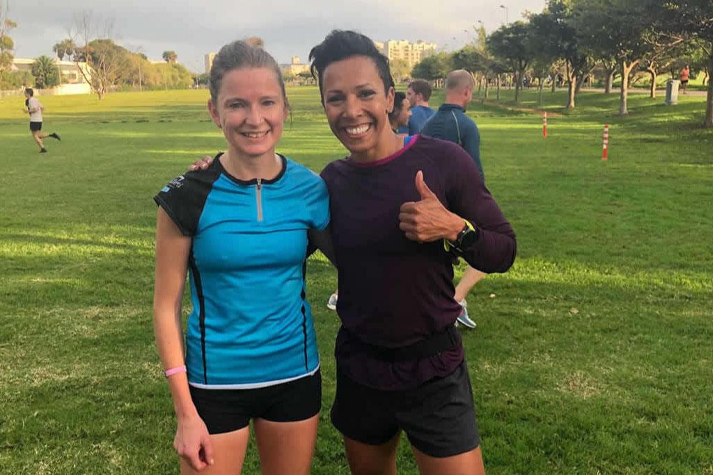 Kelly runs the Cape Town parkrun South Africa Dame Kelly Holmes